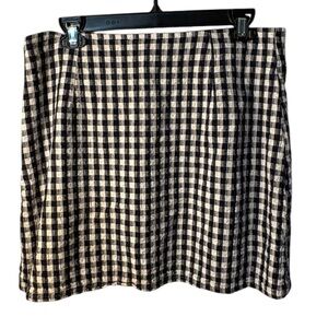 American Eagle Outfitters Navy and White Gingham Plaid Mini Skirt Size Large